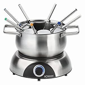 Bomann® Fondue für 8 Personen | auch für Schoko- & Käsefondue | Fondueset mit 8 Fonduegabeln | Fondue elektrisch 1,2L | optimale Wärmeverteilung | Fondue Set 1400W I Fondueset elektrisch FD 2248 CB