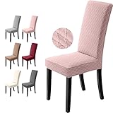 Stuhlhussen 6er Set Stretch Stuhlbezug Stuhlüberzug Esszimmerstühle Bezug Universale Elastische Hussen waschbar Abnehmba für Hotel, Bankett, Büro, Partys Deko (6 Stück, Pink)-L