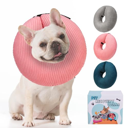 Image of BINGPET Inflatable Dog Cone Collar Alternative After Surgery,Soft Recovery Cone for Dogs to Stop Licking,Dog Blow up Protective Neck Donut ECollars Adjustable for Large Medium Small Pet,Upgrade S