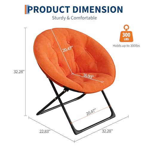 JoanKaren Saucer Chair, Folding Lounge Chair, Comfy Faux Fur Reading Chair, Thick Padded Seat, Metal Frame, for Living Room, Bedroom, Dorm, Kids Adults, x-Large, Black Gold by JoanKaren - Image 2