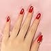 Glossy Summer Soild Bright Red Press On Nails Short Oval False Nail Art Tips Full Cover Reusable Salon Beauty Medium Fake Fingernails Acrylic Nails Manicure for Women Girls