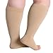 Hotfiary 1 Pair Plus Size Compression Socks-Up to 7XL Wide Calf 20-30 mmHg Compression Sock for Women Men Open Toe Stockings