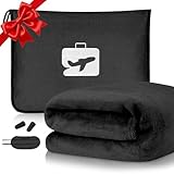 flintronic Couverture de Voyage Avion, 2 en 1 Couverture et Oreiller de Voyage Doux et Cha...