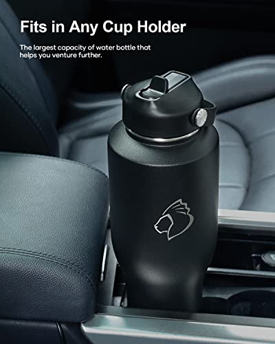 Buzio Insulated Water Bottle With Straw Lid, 40Oz Tumbler Travel Flask, Double Wall Vacuum Insulated Stainless Steel Leak Proof Tumbler, Fits Any Car Cup Holders, Keeps Cold For 48 Hrs, Hot For 24 Hrs #TOP1