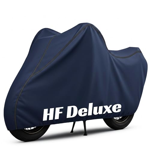 Image of 100% Waterproof HF Deluxe Bike Cover | Polyester Body Cover for Rain & Sun | UV Protection, Dustproof, Scratch Resistant, Windproof, Heat Resistant, Vehicle Specific Fit (Blue)