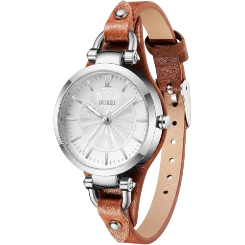 BUREI Double-Wrap Leather Strap Watch