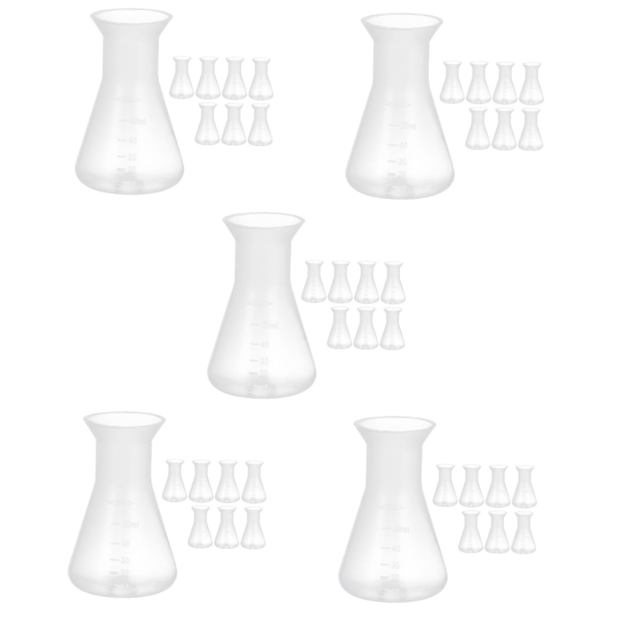 40pcs Graduated Reagent Bottles Plastic Erlenmeyer Flask Narrow Neck for Safe Lab Work
