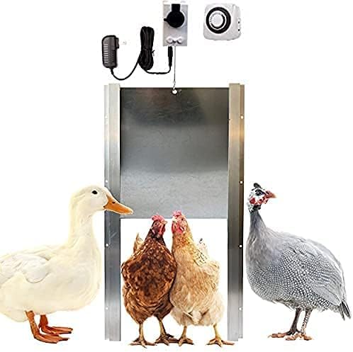 Automatic Chicken Coop Door Opener with Motor & Timer (1 Year Warranty) | Heavy Duty | Made USA | Auto Pop Door Opener | Chicken Coop Accessories | Metal