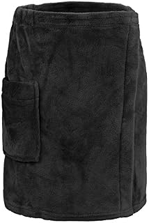 Leisureland Men's Plush Fleece Wrap, Spa Gym Bath Wrap Black