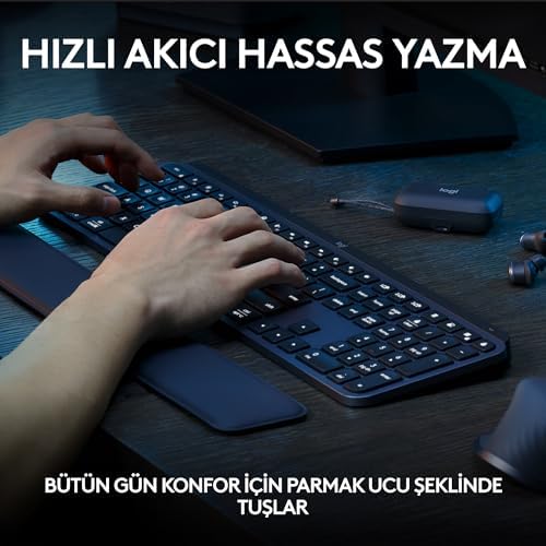 Logitech MX Keys S Kablosuz Klavye, Düşük Profil, Akıcı Hassas Sessiz Yazma, Programlanabilir Tuşlar, Arkadan Aydınlatma, Bluetooth, USB C Şarj Edilebilir, Siyah - Görsel 2