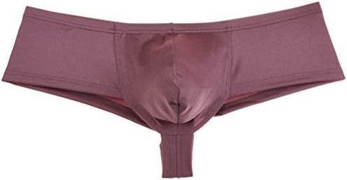 Jaxu Men's Elastic Spandex Thong Boxer Shiny Boxers Briefs Guys Pants Sexy Men Pouch Underwear Coffee M