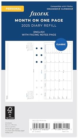 Filofax Pocket Day Per Page Diary Refill 2025 - English Appointment Diary, 81x120mm, 6-Hole Punched - View #4