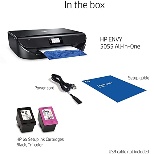 Hp Envy 5055 Wireless Color Photo All-In-One Inkjet Printer - Print Scan Copy - 2.2" Touchscreen Lcd, 10 Ppm, 1200 X 1200 Dpi, 8.5 X 14, Auto 2-Sided Printing, Borderless Printing, Usb #TOP3