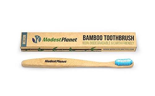 Natural Bamboo Toothbrushes by ModestPlanet™ | Individual | BPA-Free| Medium Bristles| Sustainable Material| Ergonomic & Easy Grip Design| Natural Alternative to Plastic