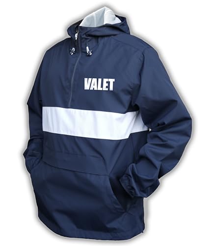 Valet Zipped Pocket Anorak in Navy with White/Reflective Decorations Front and Back.