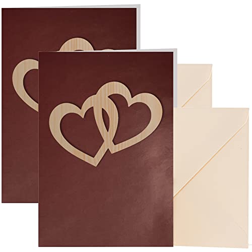 myZirbe Carte de vœux, carte d'amitié, carte d'amitié, carte d'anniversaire avec cœurs en bois, couleur : rouge Cover