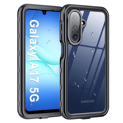 Beasyjoy for Samsung Galaxy A17 5G Case Waterproof, Built-in Screen Protector IP68 Waterproof Dustproof,Full Body Rugged Cover Military Grade Shockproof Protective for Samsung A17 5G 6.7', Black/Clear