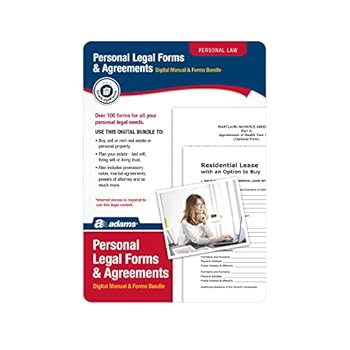 Office Product Adams Personal Legal Forms and Agreements, Downloadable Product Details on Packaging (SS4322) Book