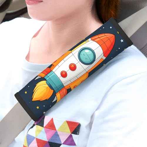 QMNSEHF 2 cuscinetti per cinture di sicurezza per auto, universali, copertura per cintura di sicurezza per razzo, clip per nave spaziale, cuscinetti per cinture di sicurezza, imbottitura per cuscino