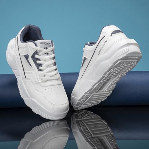 Image of Red Tape Men's Sneakers Blue Pu Mesh Round Toe Lace-Up Lightweight Comfort