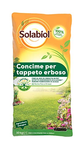 Solabiol Concime Granulare Biologico Tappeto Erboso con Tecnologia Natural Booster che favorisce lo sviluppo radicale. 10 Kg