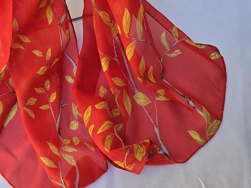 Autumn Leaf Print Lightweight Sheer Chiffon Fashion Wrap Scarf, 58 x 19 in Good Things To Come!2