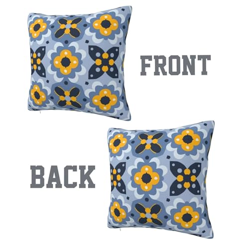 Housses de coussin bleu 40x40 cm avec motifs fleurs, une idée cadeau maison