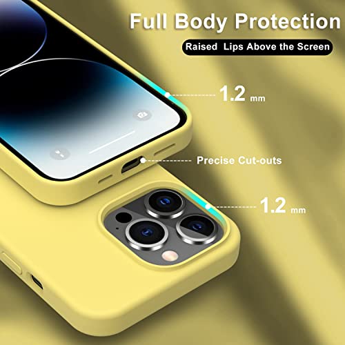 Image of Elzzi Microfiber Candy Case Compatible for iPhone 14 PRO MAX, Shockproof Slim Back Cover Liquid Silicone Case (Yellow)