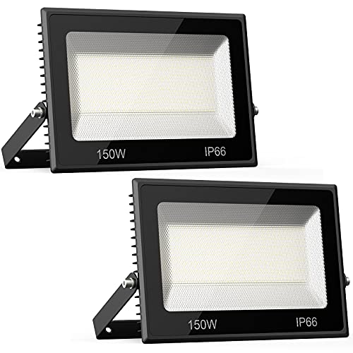 iMaihom 2x 150W LED Strahler Außen, 15000LM Superhell Fluter, IP66 Wasserdicht LED Außenstrahler, 6000K Kaltweiß LED Scheinwerfer Flutlicht Wandbeleuchtung für Stadion, Sportplatz, Hof, Garten Cover