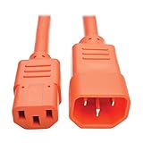 Tripp Lite Standard Computer Power Extension Cord, 10A, 18 AWG (IEC-320-C14 to IEC-320-C13), Orange, 3 ft. (P004-003-AOR)