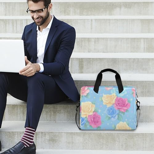 Maletín para portátil diseño flores azul rosa amarillo 13-15.6 pulg miniatura 3