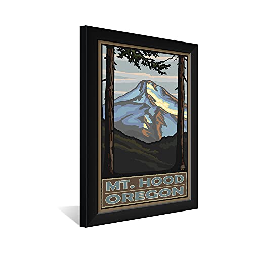 Mount Hood Oregon Professionally Framed Art Print From Travel Artwork By Artist Paul A. Lanquist Framed Art Size: 14" X 20" #TOP2