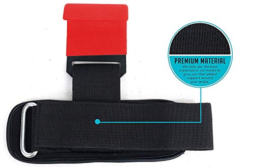 Weight Lifting Hooks for Strength Training Lifting Straps for Pull ups Deadlift Straps for Power Lifting Weightlifting Grips & Workout Straps for Weightlifting Gym Gloves for Men & Women (Red) - Thumbnail 4
