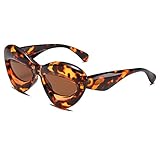 Cicano Y2K Lunettes de soleil gonflées en forme d'œil de chat mignonnes lunettes de soleil amusantes et tendance en forme de lèvres, Thé coloré