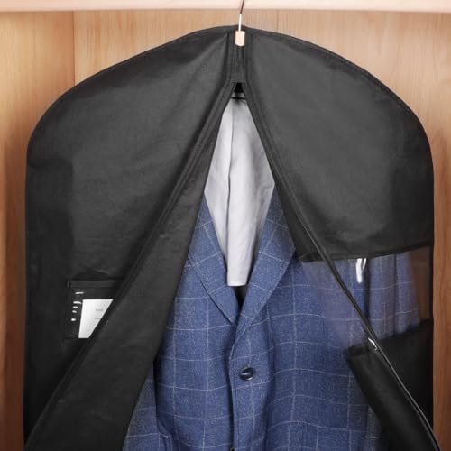 KEEGH 40" Suit Cover Bags for Men (Set of 20) Garment Bags for Hanging Clothes, Suit Bags for Closet Storage or Travel, Clothes Cover for Suits Coats with Clear Window and Label Pocket, Black by KEEGH - Image 4