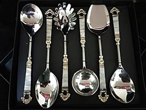 MFU-MADE FOR YOU Designer Stainless Steel Serving Spoon Set of 6 Piece with Silver Finished