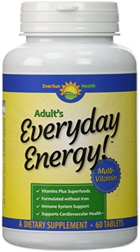 Everyday Energy Once Daily Multivitamins without Iron, Tablets for Adult Men & Women, includes Organic Spirulina, Chlorella, Alfalfa Juice, 5 B Vitamins & A, C, D & E plus Minerals to Support Good Health, 60 Day Supply - Best Satisfaction Guaranteed
