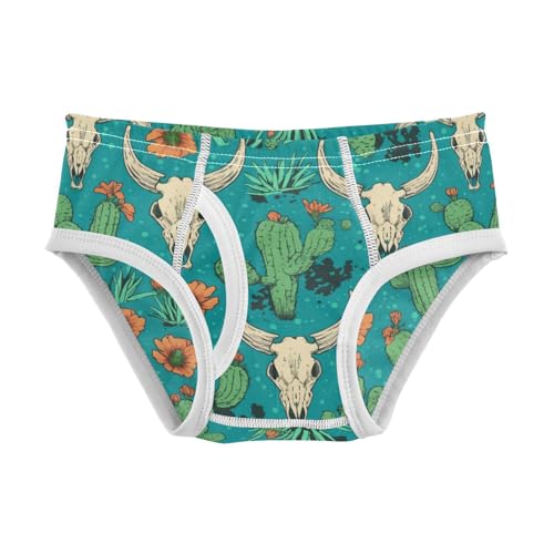 Wusikd Cactus Cow Skull Boys' Underwear Cotton Retro Cartoon Boys Briefs Soft Toddler Underwear 2T