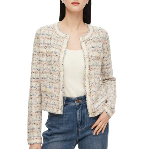 Image of GOELIA Women Wool Blend Lightweight Cardigan Sweaters 2026 Spring Business Casual Solid Long Sleeve Knitted Cardigan Top