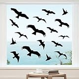 WandSticker4U®- 40 Stück Fensteraufkleber VÖGEL in SCHWARZ I Vogelaufkleber für Fensterscheiben groß I Vogel-Schutz Aufkleber für Fenster Warnvögel Wandtattoo [5er Pack]