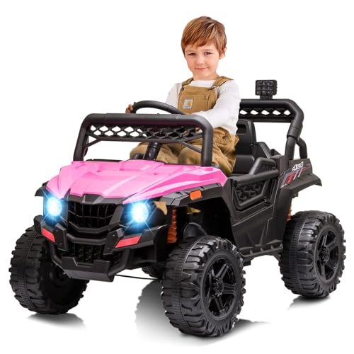 12V Kids Ride on UTV Electric Vehicle for Toddlers Battery Powered Ride On Car Toy with Remote Control, 4 Wheels Spring Suspension, LED Lights, Music, Pink by Hipicute - Used condition - Image 6