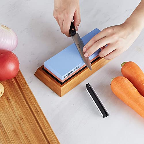 Amazon Basics Whetstone Knife Sharpening Wet Stone - Dual-Sided 400/1000 Grit with Non-Slip Bamboo Base by Amazon Basics - Image 5