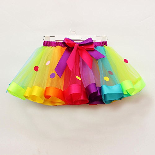 Saia tutu arco-íris para bebês meninas 4 camadas tule princesa vestido de balé para meninas 0-24 mes