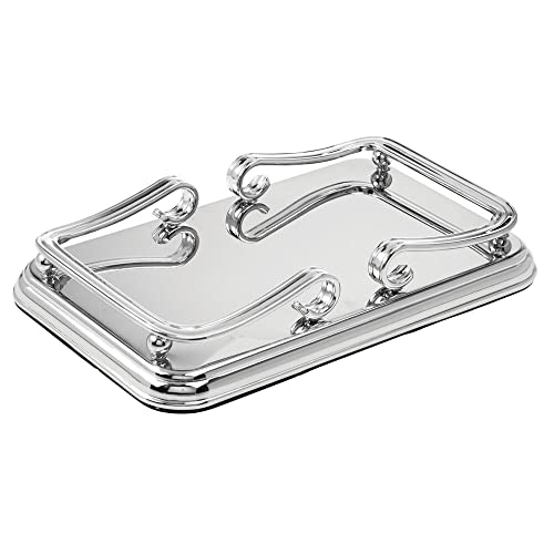 Mdesign Decorative Metal Guest Disposable Paper Hand Towel Storage Tray Dispenser - Sturdy Holder With Non-Skid Base And Scroll Design - For Bathroom Vanity Countertops - Chrome #TOP5