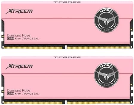 TEAMGROUP T-Force XTREEM DDR5 Ram 32GB (2x16GB) 7200MHz PC5-57600 CL34 A-DIE Desktop Memory Module Ram for Intel XMP 3.0 & AMD Expo Compatible Pink FFPD532G7200HC34ADC01