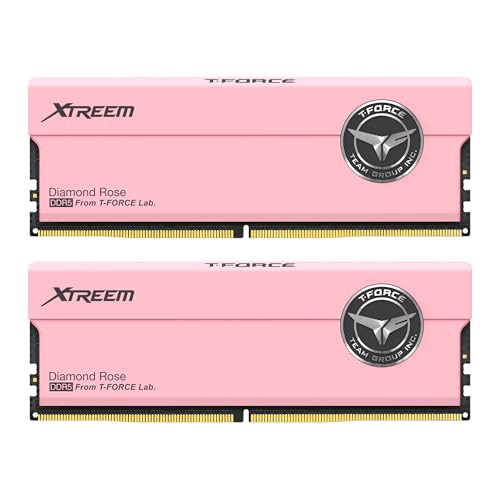 Image of TEAMGROUP T-Force XTREEM DDR5 Ram 48GB (2x24GB) 7600MHz PC5-60800 CL36 M-DIE Desktop Memory Module Ram for Intel XMP 3.0 & AMD Expo Compatible Pink FFPD548G7600HC36EDC01