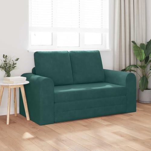 Hoodmeel Divano Letto 2 Posti, Divano 2 Posti, Divano Letto Matrimoniale, Divano Letto Pieghevole, Divano Letto 2-in-1 in Velluto Verde Scuro 148x71x83 cm