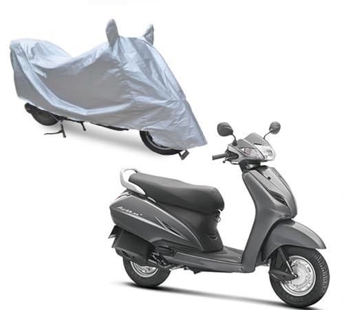 Image of Auto Addict Bike Cover Body Cover Polyester (Silver,Mirror Pockets) for Honda Activa 3G