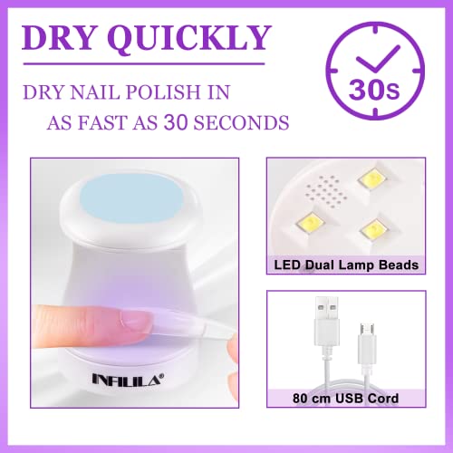 Mini lâmpada de unha INFILILA luz UV para unhas Mini design de abertura de 180° USB secador de unhas