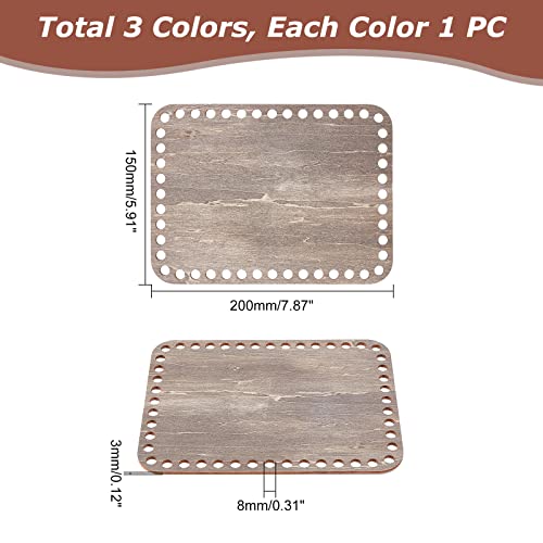 Ph Pandahall 3 Colors Rectangle Basket Bottom 7.8X5.9" Dyed Blank Wooden Bottom Natural Wood Bottom Base Shaper For Diy Basket Weaving Supply Craft Making Home Decor, 8Mm Hole, Burlywood/Black/Yellow #TOP4